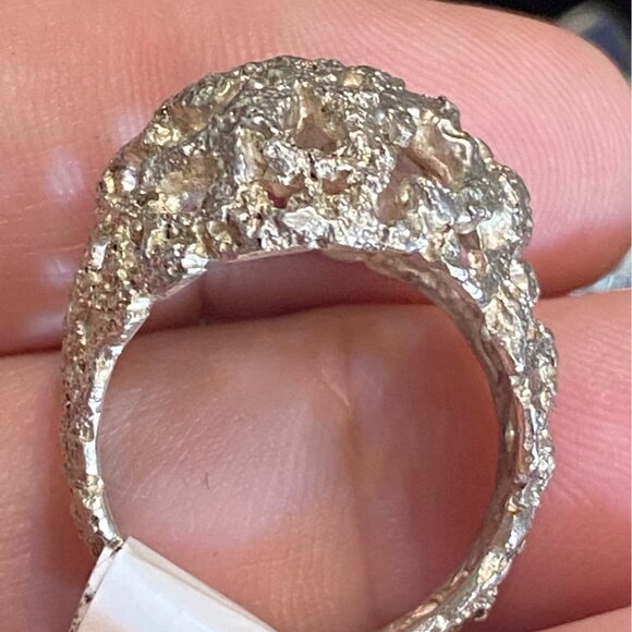 Ring Size 8 Brutalist Design Dome Sterling Silver 925 Women - Picture 3 of 11